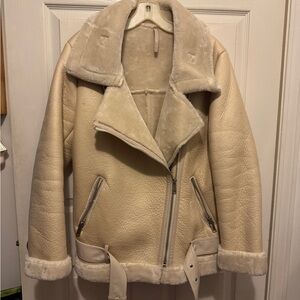 Women's Cream Shearling Jacket